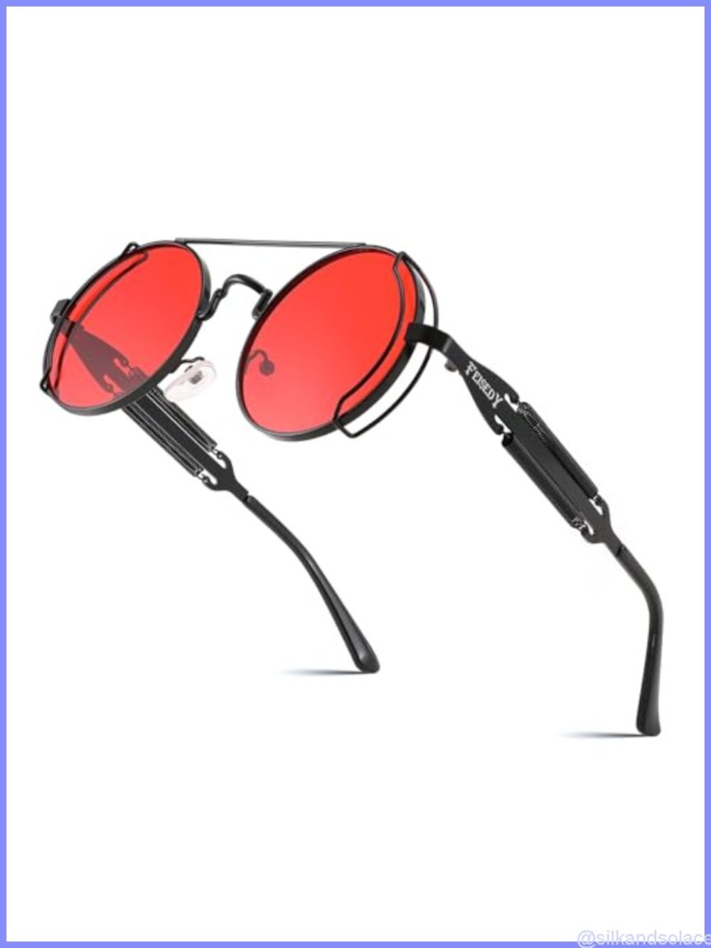 Round Metal Frame Steampunk Aviator Sunglasses UV400 Mirrored